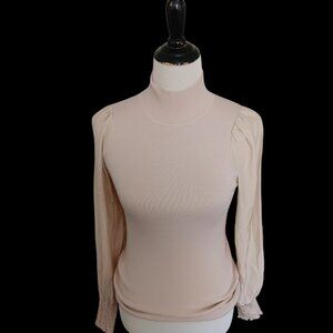 Cream Soft Knit Sweater Holiday Layer Ruffles Size S